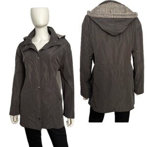 NEW WOMEN'S PLUS SIZE HOODED‎ JACKET LINED ZIPPED TRENCH COAT